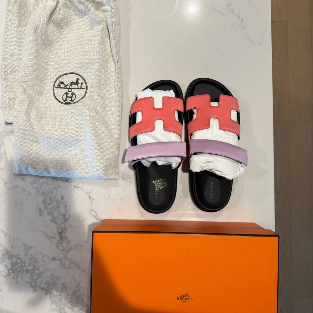 Hermes Chypre Sandals - Pink and Purple - Picture 2 of 5